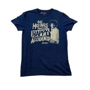 Bob Ross No Mistakes Just Happy Accidents Tee Thrifted Vintage Style Size S